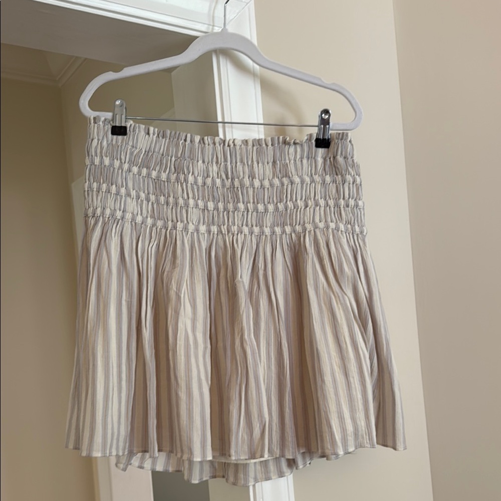 Madewell Smocked Pull-On Mini Skirt in Stripe